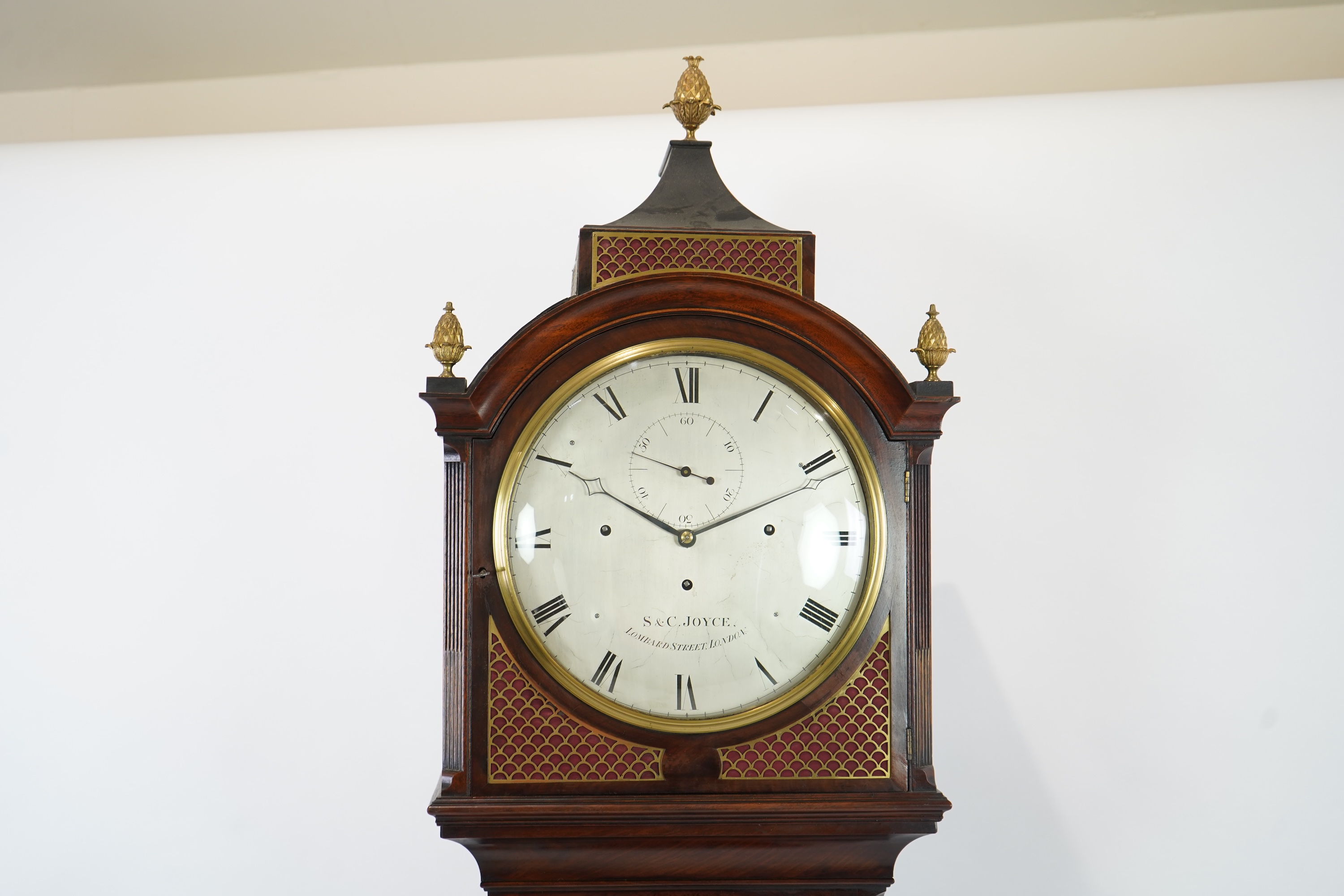 A George III mahogany and brass mounted longcase regulator by S & C Joyce, Lombard Street, London